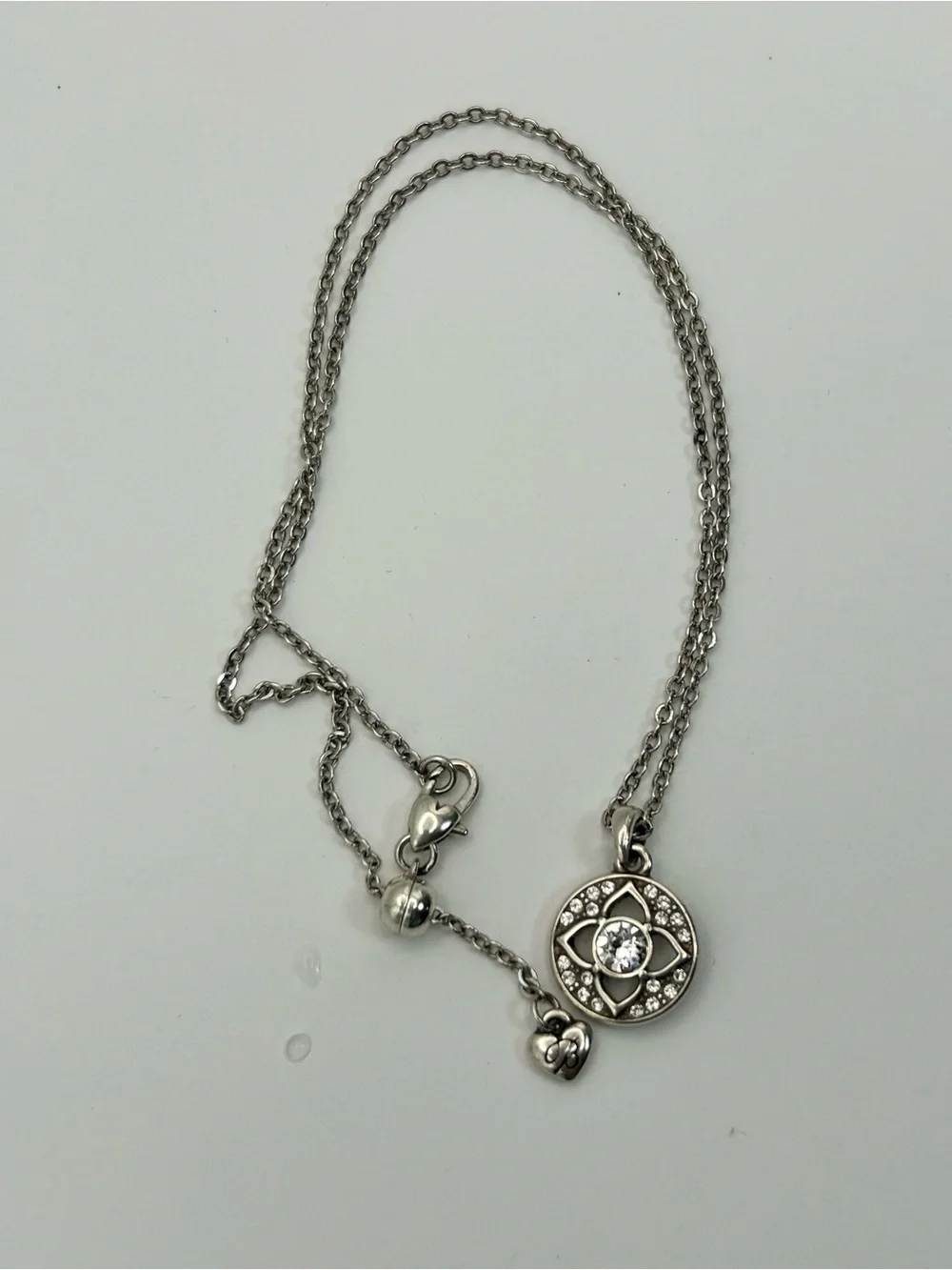 Brighton Ducale Necklace Round Pendant Clear Crystal Silver Plated 18